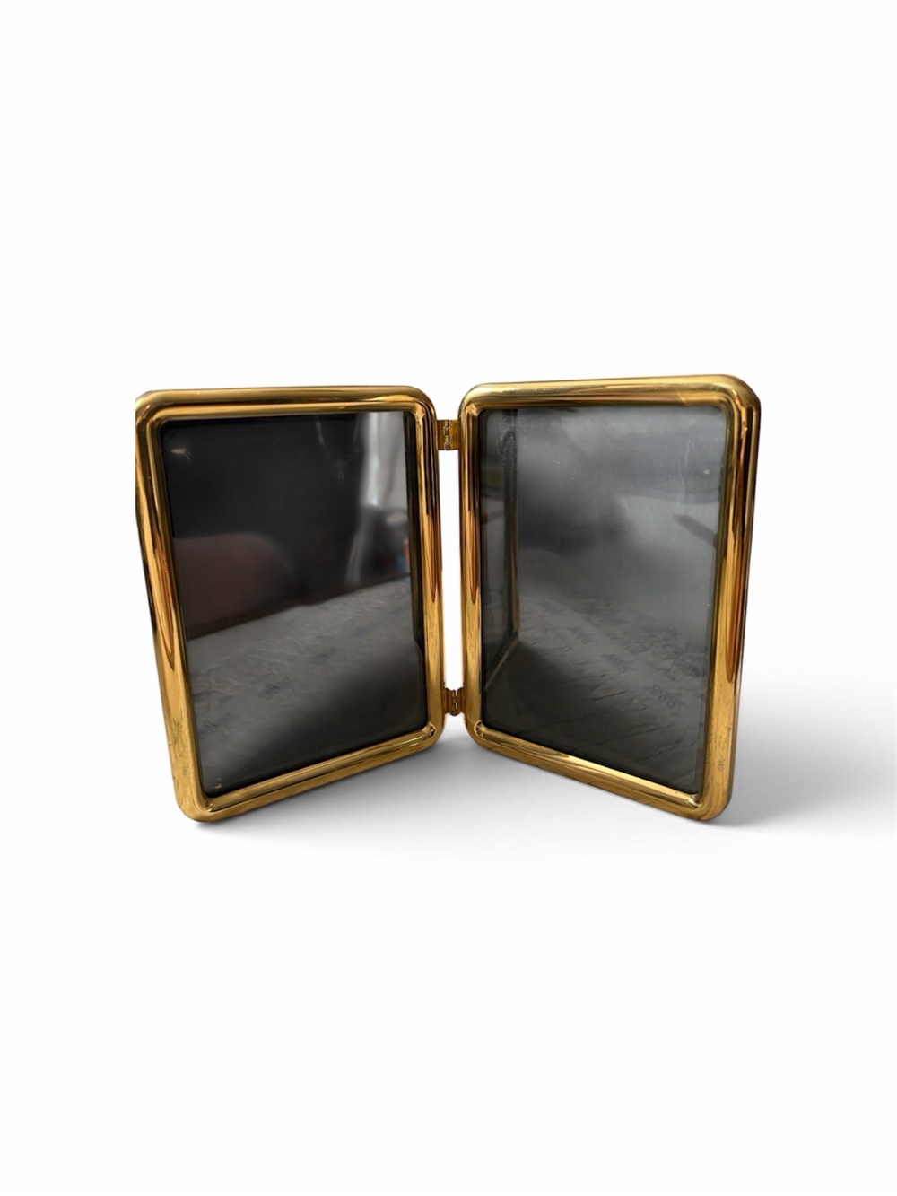Brass Tone Double-Sided Folding Photo Frame